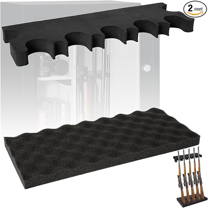 OCQOTAT Gun Rack for Gun Storage, Gun Safe Accessory for Rifles and Shotguns, Gun Holder in Gun Cabinet, Shotgun Rifle Rest, Foam Material with Magnetic Strip and Hook Strip , Gifts for Hunters