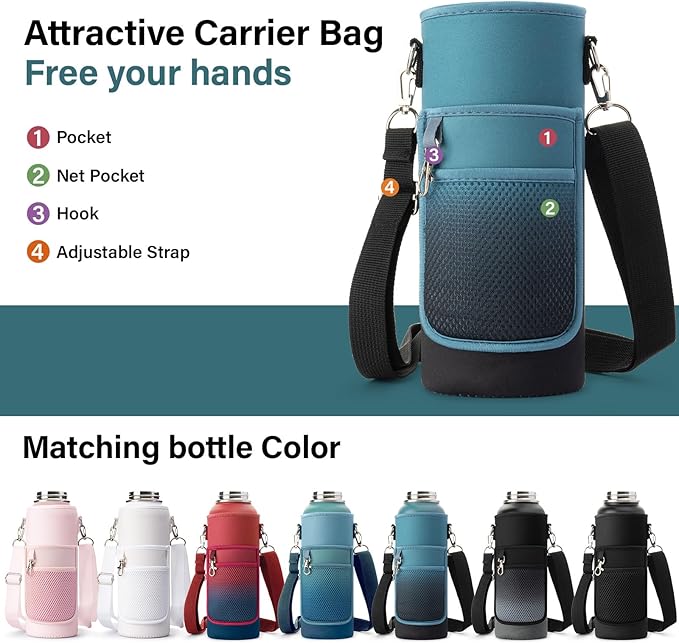 DYSANKY Insulated Water Bottle with Portable Carrier Bag for Outdoor 40 oz