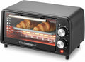 Elite Gourmet ETO449X Countertop Toaster Oven, 9.5Qt / 4-Slice Capacity, Fits 8'' Pizza, 800W Quartz Heating, 200–450°F Adjustable Temperature, 30-Min Timer, Compact Mini Oven, Black