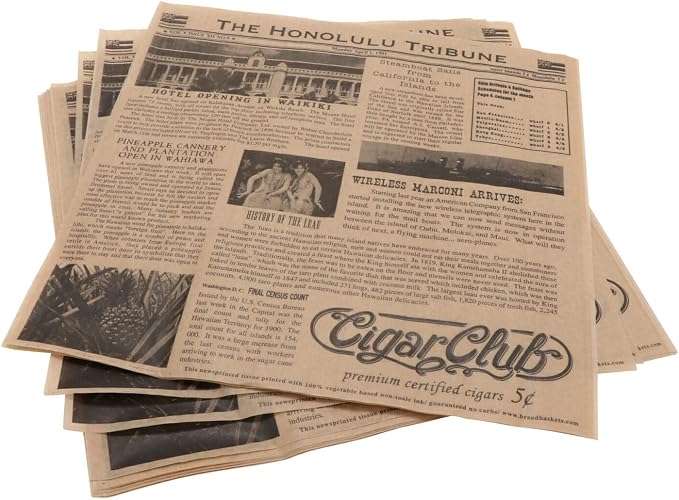G.E.T. 4-TH1700 12" x 12" Brown Food-Safe Hawaii Newsprint Liner (Pack of 1000)
