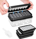 PHINOX Ice Cube Tray with Lid and Bin, 3 Pack Plastic Ice Cube Tray Molds, 84 pcs Ice Trays for freezer, Chilling Drinks, Whiskey & Cocktails, with Ice Container and Ice Scoop, BPA-Free