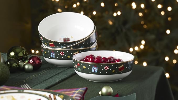 Lenox 898403 Nutcracker Ballet All Purpose Bowls, Service For 4, Christmas Dishes, Dinnerware Set, Holiday