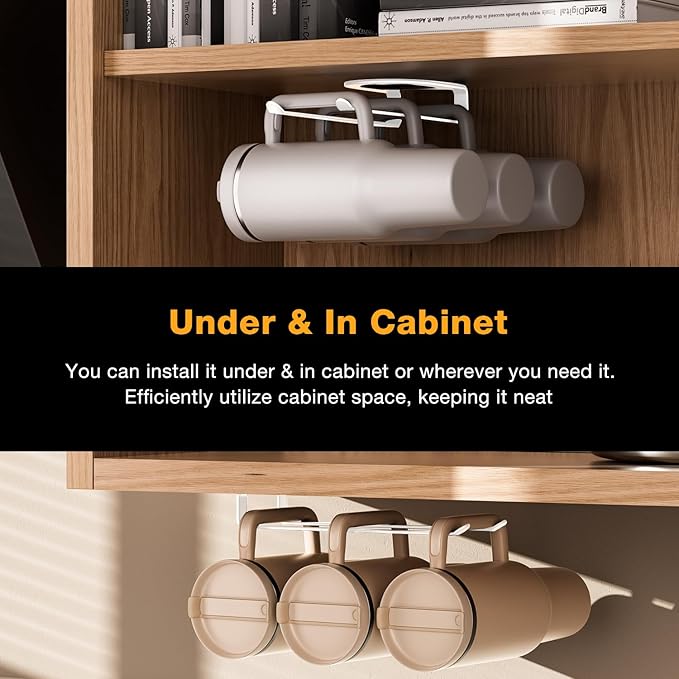 MOJOHAND Water Bottle Organizer for Full Stanley Tumbler with Handle, Pantry Kitchen Organizers and Storage for Cup Accessories, Water Bottle Holder Wine Rack (White- 2pack)