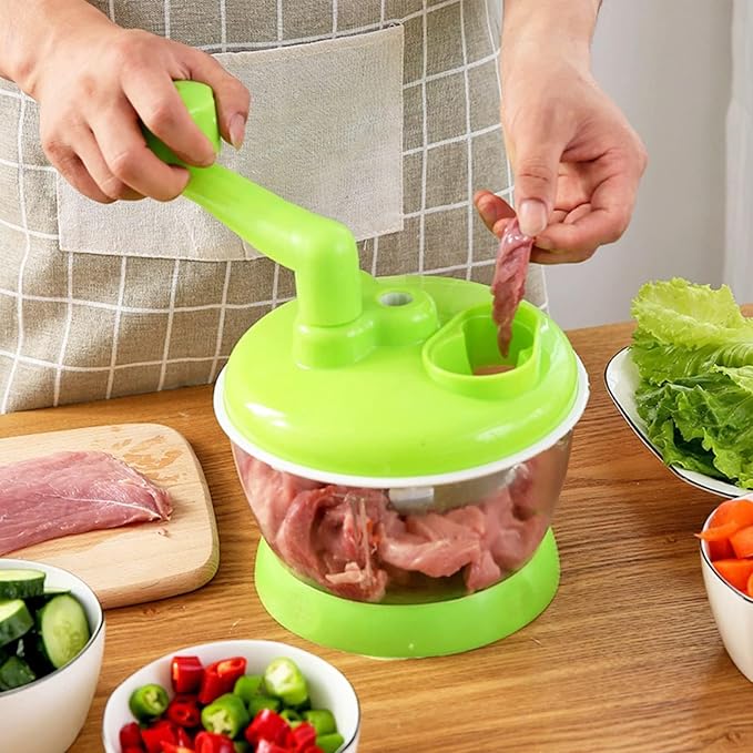 Manual Vegetable Grinder Manual Food Chopper PP Stainless Steel Food Grade Portable Food Vegetable Grinder Hand Crank Vegetable Chopper for Kitchen Restaurant(Green)