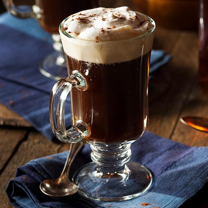 Sieral 12 Pieces Irish Coffee Mugs Bulk 8.5 oz Irish Coffee Glass with Handle Clear Glass Mugs for Wedding Prom Graduation Party Ice Cream Tea Hot Chocolate Espresso Cappuccino Latte Cups