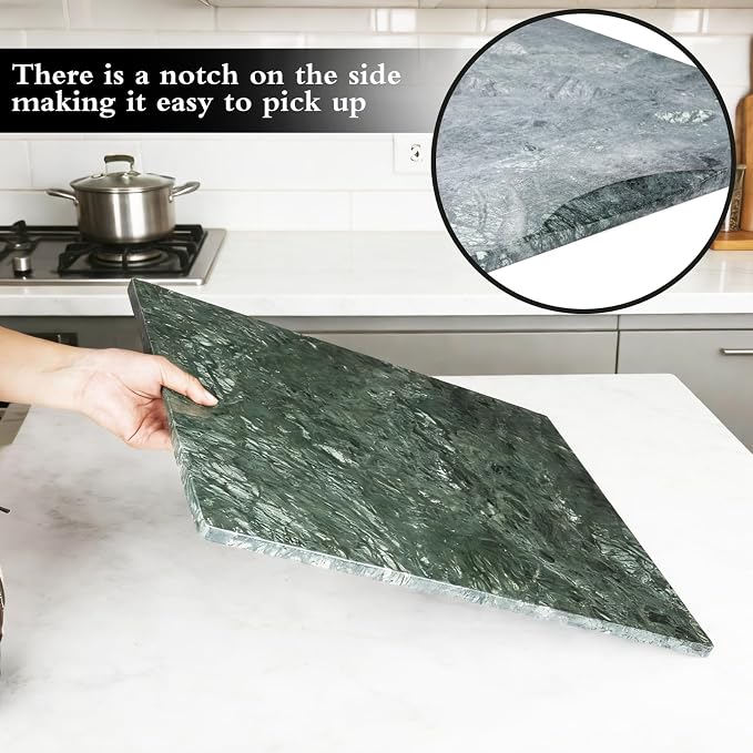 Large Marble Cutting Board for Kitchen 16x20 Inch - Stone Granite Cutting Board | Multi-Functional Marble Pastry Board for Cheese,Charcuterie - Wedding Gift, House Warmingr(Green16 x 20)