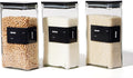 APT 1101 Glass Storage Jars with Bamboo Lid, glass canisters with airtight lids, Clear jars with lids for Spice, Cookie, Candy, Tea, Coffee Bean and Rice (Black, 67 oz, Set of 3)