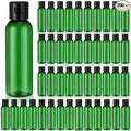 Zhehao 200 Pcs 2 oz Green Plastic Empty Bottles Small Travel Size Bottles with Flip Cap Empty Transparent Dispenser Container for Liquids Toiletries Shampoo Lotion (Black Cap)