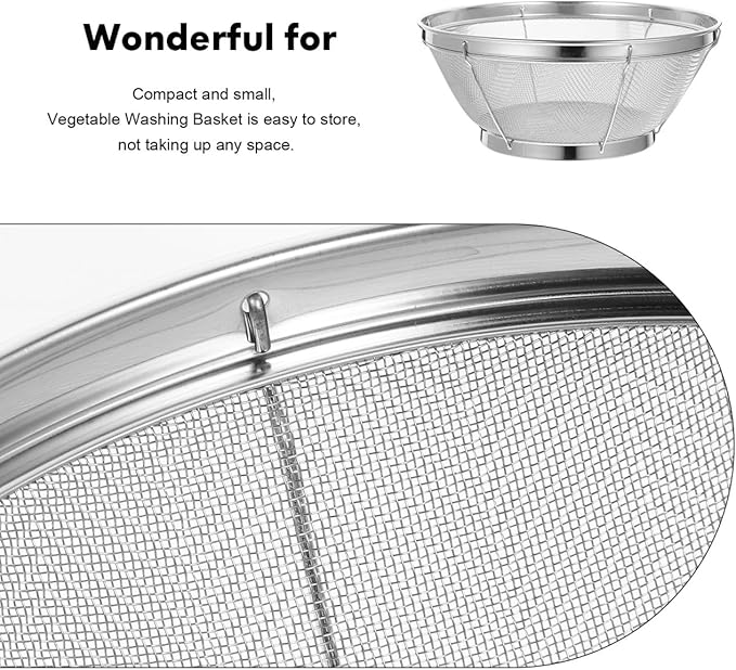SHOWERORO Stainless Steel Rice Washing Sieve 8.5 Inch Fine Mesh Bowl Strainer for Rice Washing and Draining Kitchen Utensil