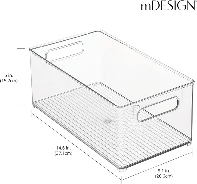 mDesign Deep Plastic Storage Organizer Container Bin, Closet Organization for Hallway, Bedroom, Linen, Coat, and Entryway - Holds Clothing, Blankets, Accessories, Toys, Ligne Collection, 4 Pack, Clear
