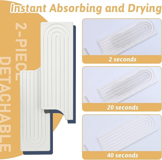 23.6" Faucet Mat for Kitchen Sink, Long Diatomite Fast Drying Stone Sink Tray, Super Absorbent, Prevents Moisture Buildup, Durable Protector for Kitchen Bathroom Counter, Gift for Housewarming, White