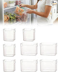 Crystal Clear Freezer Storage Bins - 8 Pack Clear Plastic Bins for Refrigerator and Pantry, Stackable Kitchen Cabinet Organizer with Handles for Frozen Food, Meat & Veggies (4L+4S)
