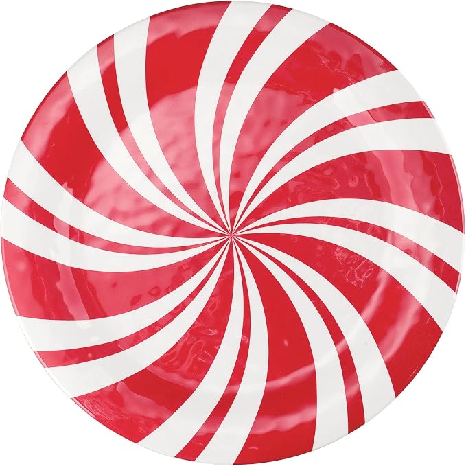 UPware 12 Piece Peppermint Melamine Dinnerware Sets, Outdoor Dishes Set, Plates and Bowls Sets, Christmas Decorations, Service for 4, Red