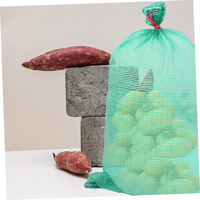 Ciieeo 50pcs Multifunctional Mesh Produce Bags Reusable Storage Bags Breathable Drawstring for Vegetables Fruits