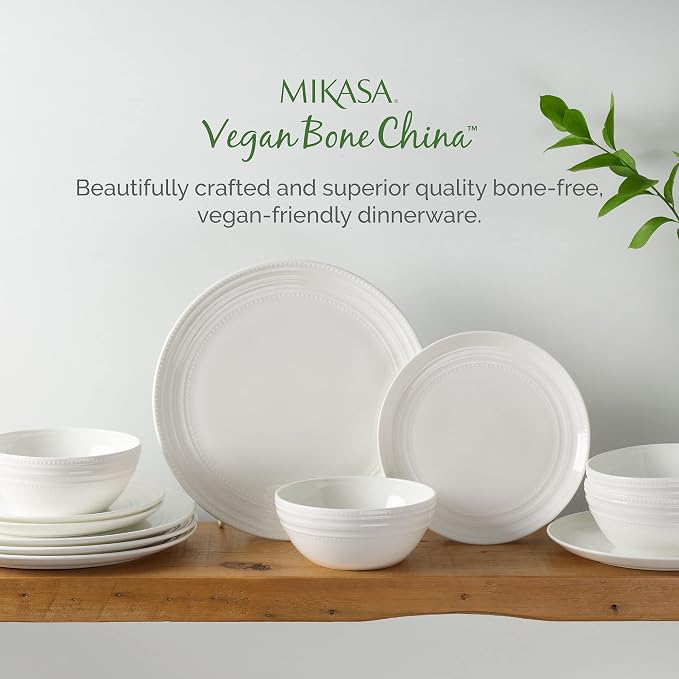 Mikasa Kamryn Vegan Bone Chip Resistant 12 Piece Dinnerware Set, Service for 4