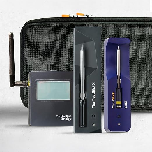 MeatStick Wireless Meat Thermometer Bundle with WiFi Bridge | MeatStick 4 & Chef X Sets, 2 Probe Smart Cooking System for Grill, Smoker & Oven
