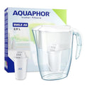 AQUAPHOR Water Filter Jug Smile, Space-Saving, Lightweight Fridge Door fit 2.9L Capacity 1 X A5 350L Filter Included Reduces Limescale Chlorine & Microplastics, White.