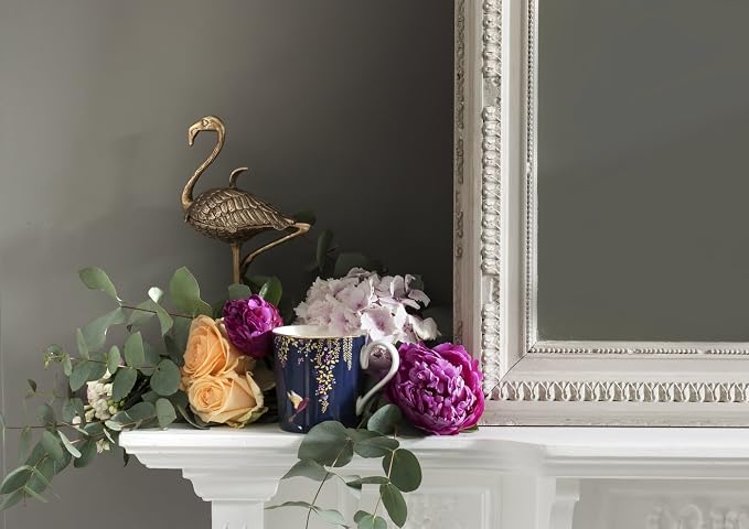 Portmeirion Sara Miller London Chelsea Mug, Navy | 12 Oz Cup for Drinking Tea, Coffee, and Hot Cocoa | Made from Fine China with Gold Detail | Handwash Only