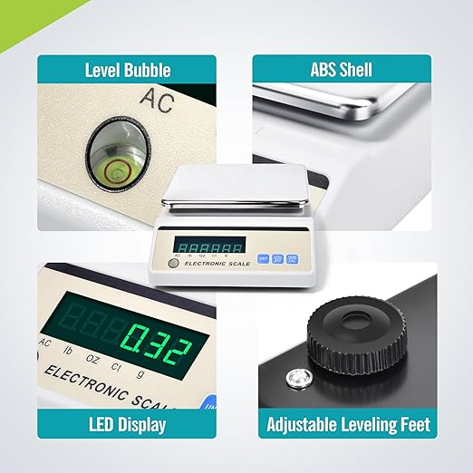 Lichen Lab Analytical Balance 5000g x 0.01g with LED Display, High Precision Lab Scale with g/ct/oz/lb Units-Laboratory Scientific Scale for Kitchen, Lab, Pharmacy, Jewelry