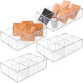 Maitys 4 Pcs Acrylic Tea Bag Organizer Divided Storage with 6 Compartments Clear Acrylic Stash Box Condiment Holder Pantry Organizer for Snacks Coffee Sugar Tea Bar Accessories
