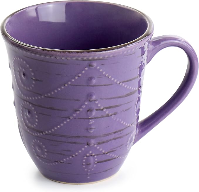 Elama Rustic Birch 16 Piece Stoneware Dinnerware Set in Purple, Purple with Brown Accents, (EL-RUSTICBIRCH)
