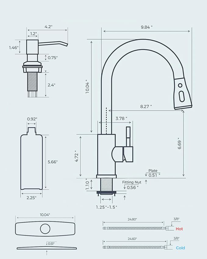 FORIOUS Kitchen Faucets with Soap Dispenser and Pull Down Sprayer, Chrome, Bar High Arc Single Handle Classic 3 Modes Stainless Steel Faucet for Kitchen Sink Farmhouse RV Laundry Camper