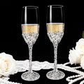 Champagne Flutes -His and Hers,Wedding Toasting Glasses for Engagement Celebrations, Bridal Shower and Registry Idea, Tall Wine Glasses for Bride and Groom Gifts,7oz (Silver new)