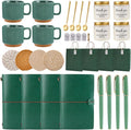 Baby Shower Prizes for Game Winners Baby Shower Games Prizes Ceramic Mugs with Metal Spoons Woven Coasters Notebooks Scented Candles Gift Bags Wedding Bridal Shower Favors for Guests (4, Green)