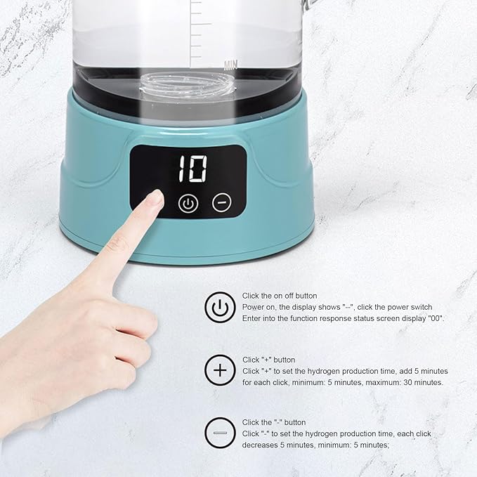 Hydrogen Water Pitcher, SPE, PEM Hydrogen Water Generator, 2L Large Capacity, 1500PPB Electrolysis Water Ionizer Machine Suitable for Home, Office, Outdoor Sports