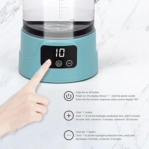 Hydrogen Water Pitcher 1.5L with SPE PEM Technology LED Touch Display High Borosilicate Glass for Immunity and Metabolism, Hydrogen Rich Water Maker Machine