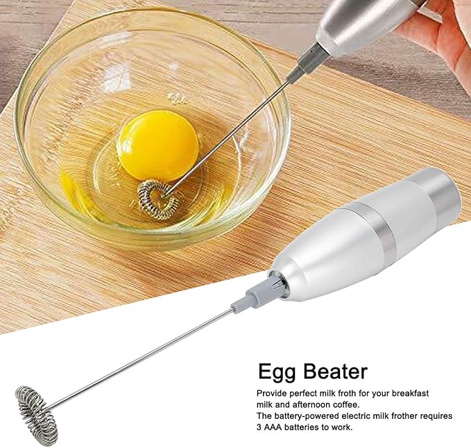 Handheld Electric Egg Beater, Stainless Steel Milk Frother Automatic Egg Beater Rotating Coffee Foam Mixer for Lattes Cappuccino Hot Chocolate