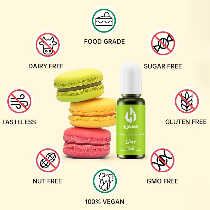Oil Based Food Coloring for Chocolate 6 Colors x 10 ml Green Concentrated Green Oil Food Coloring for Candy Melts, Cake Pops, Strawberries - 6 Colors green