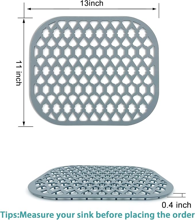 SAMSIER Silicone Sink Protectors Mats (13x11 & 14x12 & 16x12 & 18x16 & 19x14 & 21x16 & 22x13 & 25x16 & 26x14 & 28x14 & 30x16) for Bottom of Kitchen Sink (13”x11”, 2 Packs)