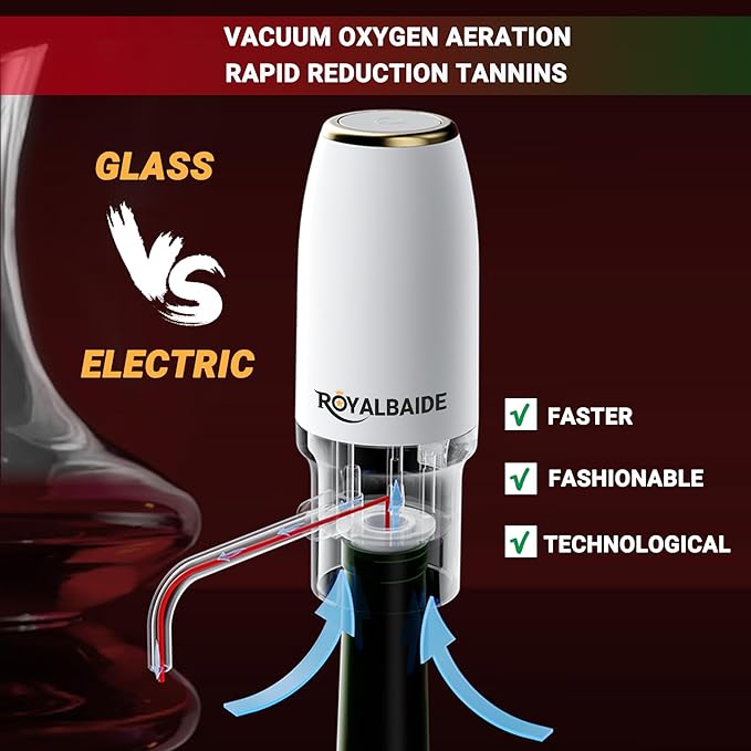 Electric Wine Aerator Dispenser Electric Smart Decanter with USB Rechargeable,Electric Wine Decanter and Wine Dispenser Pourer,Wine Gift for Mom Wife