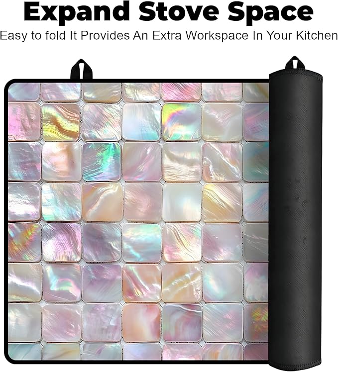 Heat-Resistant Glass Stove Top Cover with Anti-Slip Rubber Coating – Electric Stove Protector, Scratch-Resistant, Expands Counter Space, Stylish Kitchen Decor (Checked Pattern)