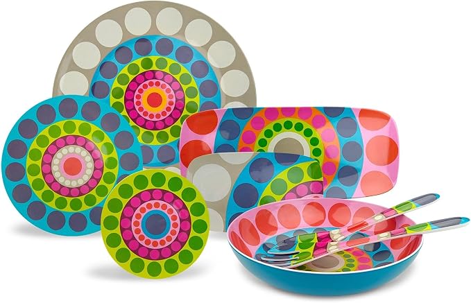 French Bull Plates - 4 Piece Set - 11 inch Melamine Dinner Plate Set - Melamine Dinnerware for Indoor and Outdoor - Dial…