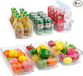 6-Piece Clear Plastic Storage Bin Set with Handles - Large (14.5"x7"x3.5") & Medium (12.4"x6.2"x3.5") Stackable Organizers, BPA-Free for Kitchen Pantry Fridge
