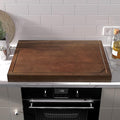 Wooden Stove Top Covers for Gas Burner and Electric Stove, Glass Cooktop Protector, Wood Noodle Board Stovetop Cover With Handles, Walnut