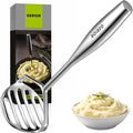 Heavy Duty Stainless Steel Potato Masher - Solid Cast 304 Stainless Steel - Mirror Polished, Professional Ergonomic Hand Masher for Potatoes, Sweet Potatoes, Avocado, Beans, Meat & Baby Food