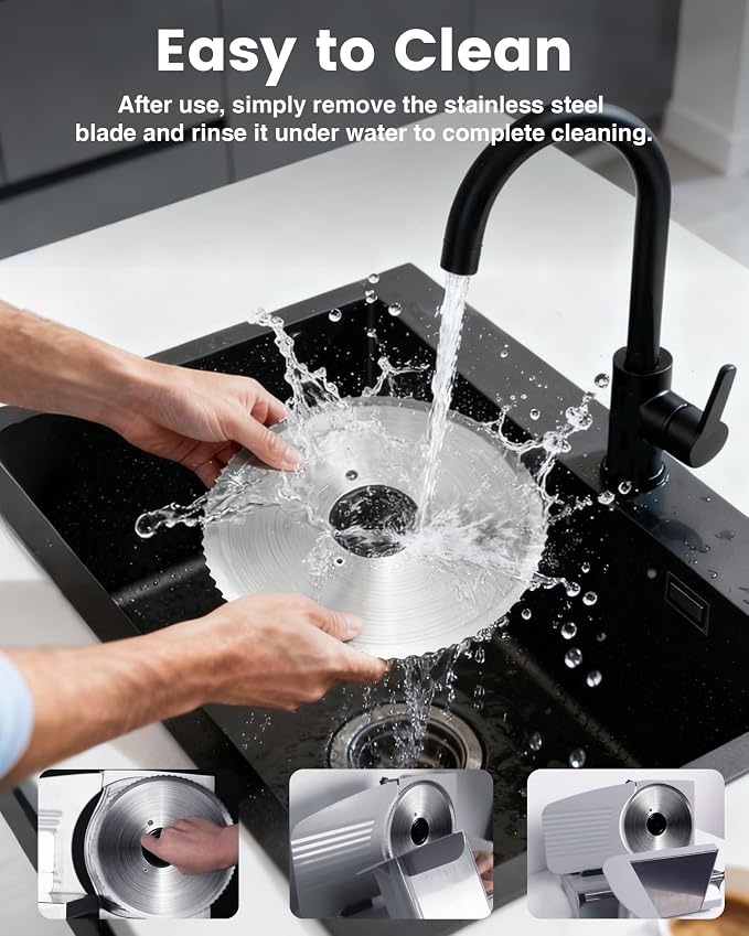 Pterying Meat Slicer Machine for Home - 200W Electric Food Slicer with 2 Removable 7.5" Stainless Steel Blades and Tray, Adjustable and Child Lock Protection, Slicer Machine for Meat Bread
