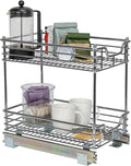 Household Essentials Glidez Chrome-Plated Steel 2-Tier Sliding Under Sink Cabinet Organizer, Chrome