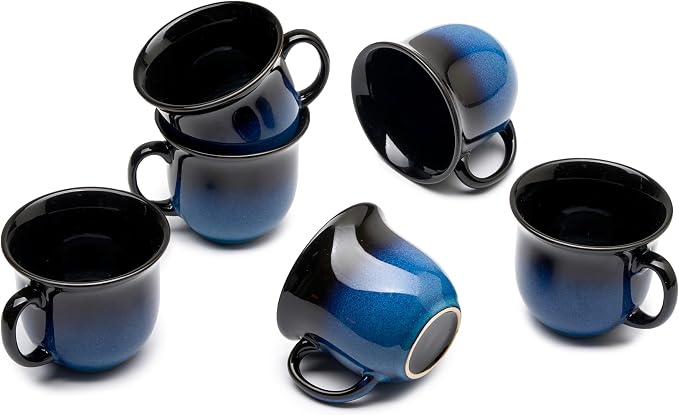 9oz Coffee Mugs Set of 6, Large Ceramic Mug with Handle, Unique Glaze Coffee Cups for Latte, Cappuccino & Hot Cocoa, Dishwasher & Microwave Safe