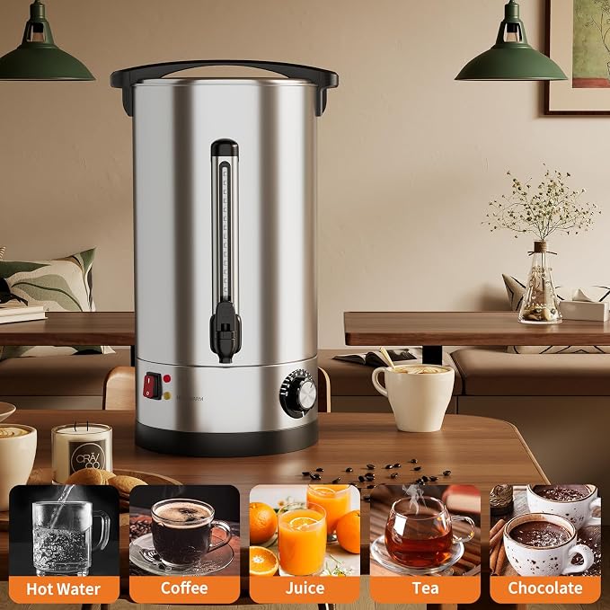 110 Cup Commercial Coffee Urn, 16L/4.2 Gal Large Capacity Stainless Steel Coffee Maker, Double-Wall Insulated Thermal Carafe for Wedding, Catering, Buffet, Events & Party Gatherings
