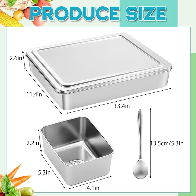 Boao 6 Compartment 304 Yakumi Pans Stainless Steel Seasoning Condiment Container with Lids Spoons, Japanese Yakumi Pans Mini Sauces Salad Dressings Storage for Food, Herbs, Spices