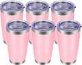 VEGOND 20oz Tumbler with Lid and Straw Stainless Steel Tumbler Cup Bulk Vacuum Insulated Double Wall Travel Coffee Mug Powder Coated Coffee Cup, Pink, 6 Pack