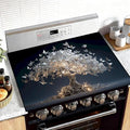 Stove Top Cover for Electric Stove 28.4 x 20.5 Inch Non Slip Stove Mat Oil Proof White Butterfly Tree Glass Cooktop Protector Kitchen Counter Mat