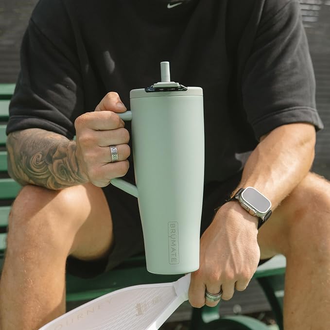 BrüMate Era Flip 40oz Tumbler with 100% Leakproof Covered Straw Lid | Hygienic Covered Straw | Insulated Stainless Steel Water Bottle with Handle | Cup Holder Friendly | BPA-Free (Kiwi)