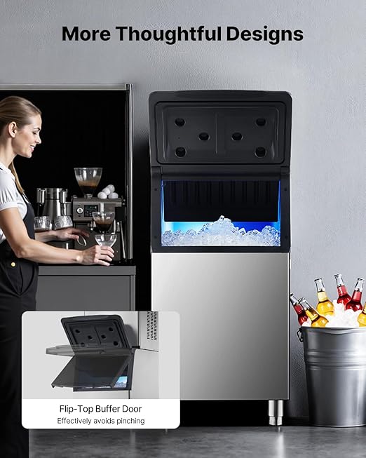 VEVOR Commercial Ice Maker Storage Bin, 300 LBS Capacity Ice-Bin, Commercial Ice Storage Bin with Adjustable Anti-Slip Rubber Feet, Suitable for Restaurant Hotel and Beverage Shops