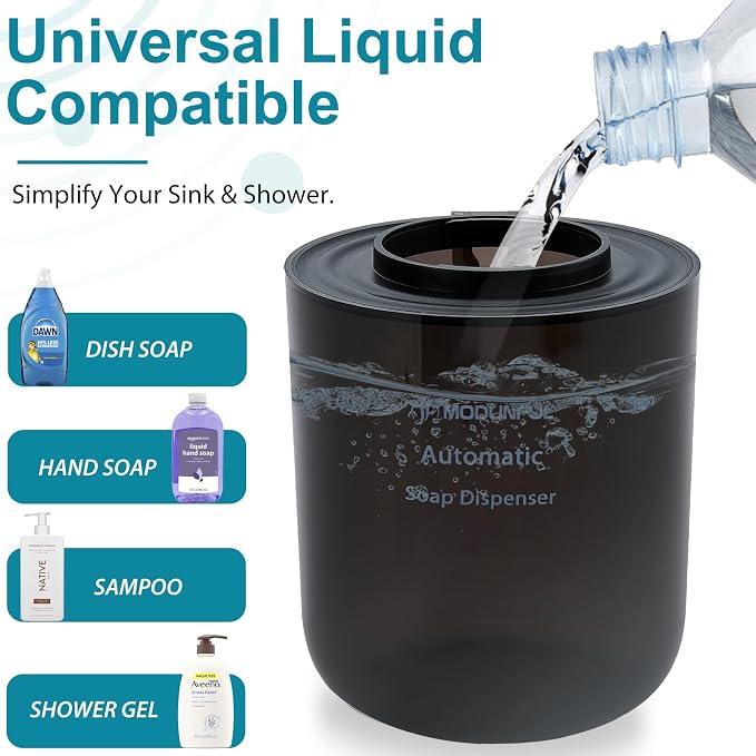 Automatic Foaming Soap Dispenser & Countertop Paper Towel Holder Bundle: Touchless Rechargeable Foam Dispenser with Adjustable Output + Modern Black Tissue Holder for Kitchen & Bathroom Sink Organizat