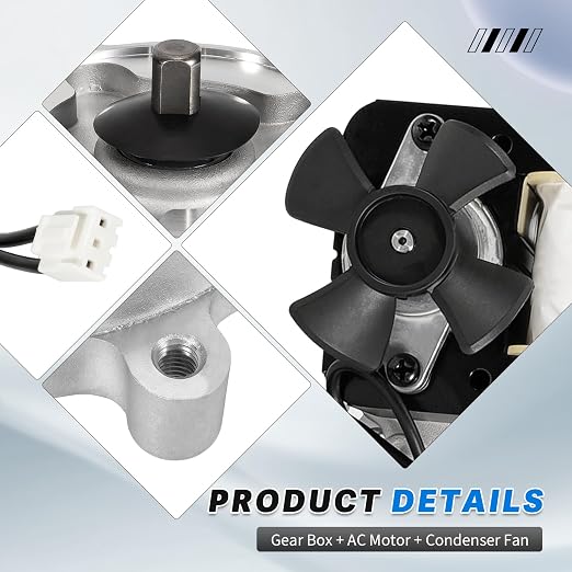 Ice Maker Gear Box Assembly Compatible with GE Profile Opal Ultra, Opal 2.0 Ultra & XL, with AC Motor & Condenser Fan